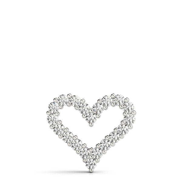 White gold Prong-Set Round Diamond Heart Pendant 1