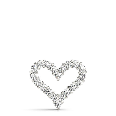 White gold Prong-Set Round Diamond Heart Pendant 1