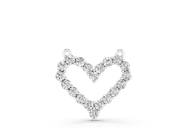 White gold Prong-Set Round Diamond Heart Pendant