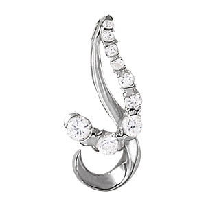 White gold Prong-Set Round Diamond Swirl Pendant