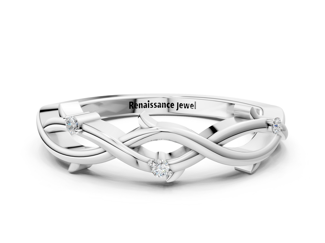 White gold Prong Set Round Diamond Twist Band_12