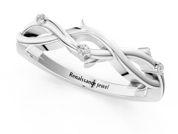 Silver Prong Set Round Diamond Twist Band