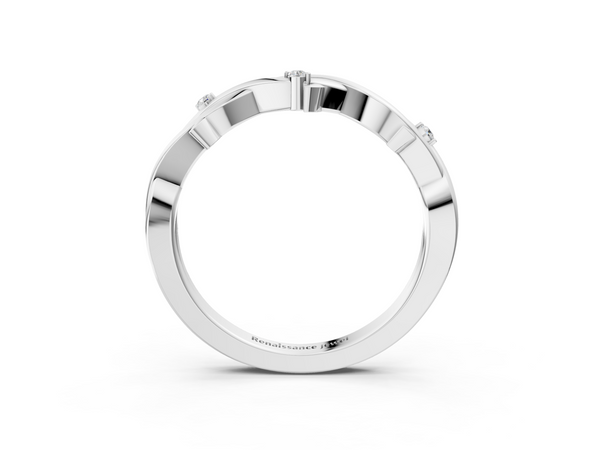 White gold Prong Set Round Diamond Twist Band