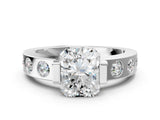 White gold Radiant Brilliant Channel-Set Diamond Ring with Bezel Prong Setting_6