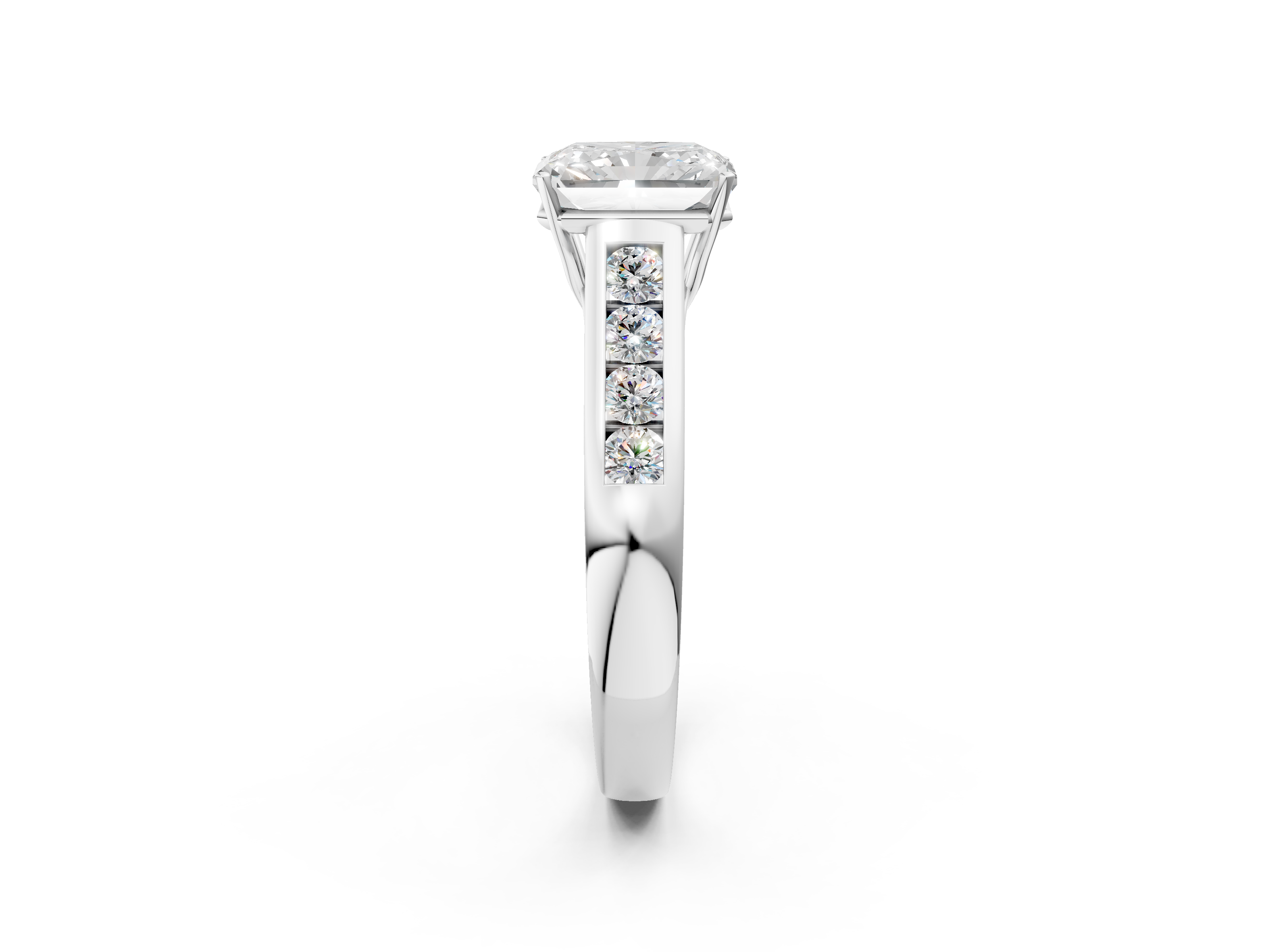 White gold Radiant Brilliant Channel-Set Solitaire Ring with Four-Prong Setting_21