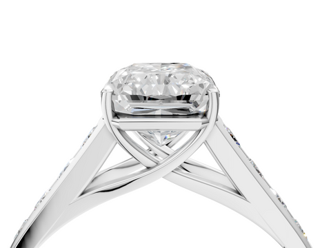 White gold Radiant Brilliant Channel-Set Solitaire Ring with Four-Prong Setting_23