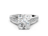 White gold Radiant Brilliant Cut Diamond Engagement Ring with Pavé Band and Four-Prong Setting_82