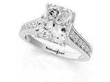 White gold Radiant Brilliant Cut Diamond Engagement Ring with Pavé Band and Four-Prong Setting_83