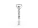 White gold Radiant Brilliant Cut Diamond Engagement Ring with Pavé Band and Four-Prong Setting_84