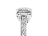 White gold Radiant Brilliant Cut Diamond Engagement Ring with Pavé Band and Four-Prong Setting_87