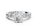 White gold Radiant Brilliant Cut Diamond Five-Stone Prong Set Engagement Ring with Channel Band_21