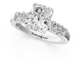 White gold Radiant Brilliant Cut Diamond Five-Stone Prong Set Engagement Ring with Channel Band_22