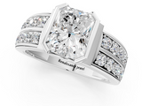 White gold Radiant Brilliant Diamond Channel Set Wide Band Ring with Bezel Setting_21