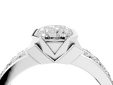 White gold Radiant Brilliant Diamond Channel Set Wide Band Ring with Bezel Setting_24