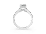 White gold Radiant Brilliant Diamond Solitaire with Pavé Band and Four-Prong Setting 3