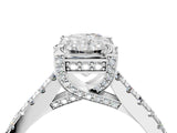 White gold Radiant Brilliant Diamond Solitaire with Pavé Band and Four-Prong Setting 4