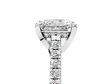 White gold Radiant Brilliant Diamond Solitaire with Pavé Band and Four-Prong Setting 5