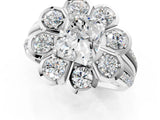 White gold Radiant Brilliant Flower Halo Diamond Split Shank Ring_70