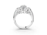 White gold Radiant Brilliant Flower Halo Diamond Split Shank Ring_72