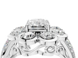White gold Radiant Brilliant Flower Halo Diamond Split Shank Ring_73