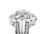 White gold Radiant Brilliant Flower Halo Diamond Split Shank Ring_74