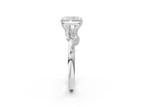 White gold Radiant Brilliant Solitaire with Leaf Motif Band and Four-Prong Setting_63