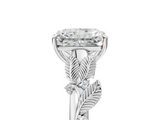 White gold Radiant Brilliant Solitaire with Leaf Motif Band and Four-Prong Setting_66