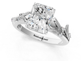 White gold Radiant Brilliant Solitaire with Leaf Motif Band and Four-Prong Setting_67