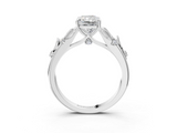 White gold Radiant Brilliant Solitaire with Leaf Motif Band and Four-Prong Setting_69