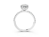 White gold Radiant Brilliant Solitaire with Pavé Band and Claw Prong Setting_10