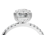 White gold Radiant Brilliant Solitaire with Pavé Band and Claw Prong Setting_11