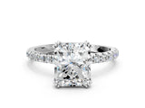 White gold Radiant Brilliant Solitaire with Pavé Band and Claw Prong Setting_7