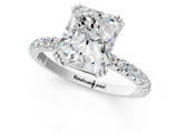 White gold Radiant Brilliant Solitaire with Pavé Band and Claw Prong Setting_8