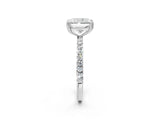 White gold Radiant Brilliant Solitaire with Pavé Band and Claw Prong Setting_9