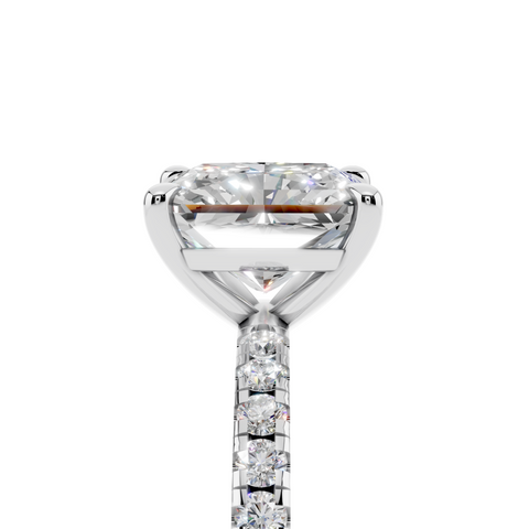 White gold Radiant Brilliant Solitaire with Pavé Band and Four-Prong Setting_11