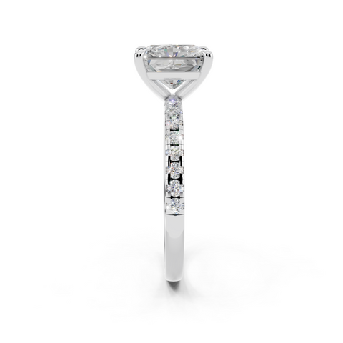 White gold Radiant Brilliant Solitaire with Pavé Band and Four-Prong Setting_27