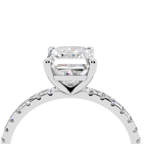 White gold Radiant Brilliant Solitaire with Pavé Band and Four-Prong Setting_29