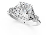 White gold Radiant Brilliant Solitaire with Pave Band and Four-Prong Setting_20