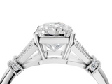 White gold Radiant Brilliant Solitaire with Pave Band and Four-Prong Setting_24