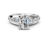 White gold Radiant Brilliant Solitaire with Side Stones on a Pave Band and Four-Prong Setting_26