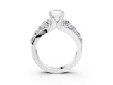 White gold Radiant Brilliant Solitaire with Side Stones on a Pave Band and Four-Prong Setting_29