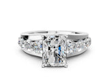 White gold Radiant Brilliant Solitaire with Side Stones on a Pave Band and Four-Prong Setting_62