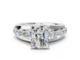 White gold Radiant Brilliant Solitaire with Side Stones on a Pave Band and Four-Prong Setting_74