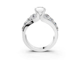 White gold Radiant Brilliant Solitaire with Side Stones on a Pave Band and Four-Prong Setting_77