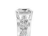 White gold Radiant Brilliant Solitaire with Side Stones on a Pave Band and Four-Prong Setting_81