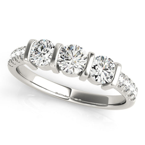 White gold Radiant Brilliant Trilogy Channel Set Diamond Ring with Bar Prongs 1