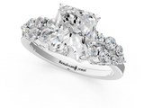 White gold Radiant Cluster Diamond Engagement Ring with Pavé Band and Four-Prong Setting_106