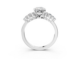 White gold Radiant Cluster Diamond Engagement Ring with Pavé Band and Four-Prong Setting_111