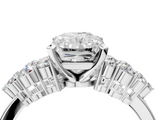 White gold Radiant Cluster Diamond Engagement Ring with Pavé Band and Four-Prong Setting_112
