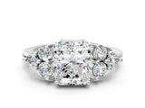 White gold Radiant Cut Brilliant Diamond Cluster Accent Solitaire Ring with Prong Setting_108